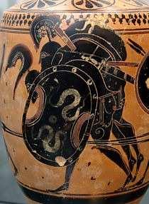 Nach seinem Tod Ajax trägt den Körper des Achilleus, schwarzfiguriger attischer Lekythos ca. 510 v. Chr.
