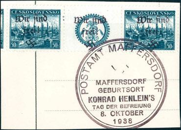 137SZ 5 400,- 8555 50 H. Pilsen mit Freimarken 1,50 und 3 Kc. auf tadelloser Blanko-Postkarte mit violettem SST von Reichenberg, Fotobefund Brunel.