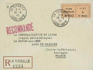 1PIII 3 800,- 250,- 8638 Gebührenzettel in Type I auf tadellosem R-Brief von La Tourballe nach La Baule, sign. Tust BPP. 3I 6 300,- 70,- 8642 Pétain 4,50 Fr.