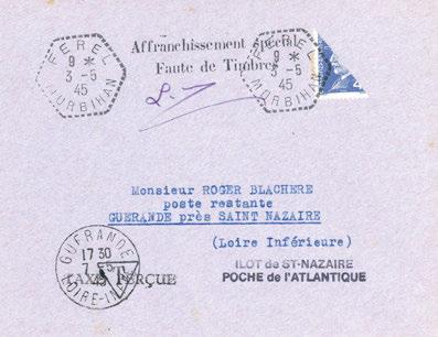 Seltene Verwendung bedingt durch Markenmangel "Affranchissement spécial taute de Timbres" und Unterschrift des Postbeamten, sign. Tust BPP. Fr.