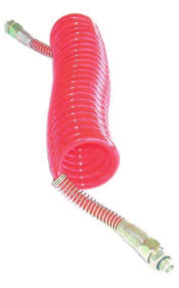 Luft-Wendel spiral air hose aus Polyurethan Luftwendel in Anlehnung an DIN 74 323 und 73 378, geprüft Eigenschaften: Kein Bruch des Schlauches und großer Abreißwiderstand an den Verschraubungen
