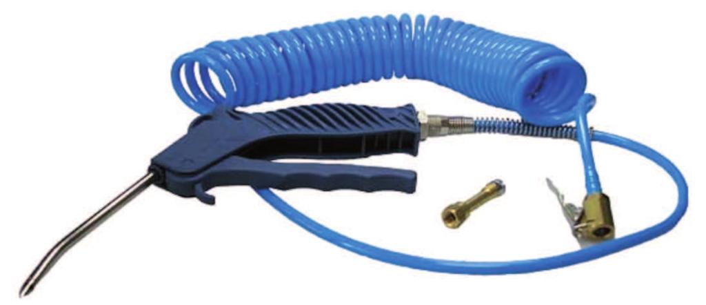 Contents: Polyurethane-coiled hose 4x6 mm, effective length 3,5 meter, one side instant plug nipple with anti kink protection spring, other side with external thread 1/4 with anti kink protection