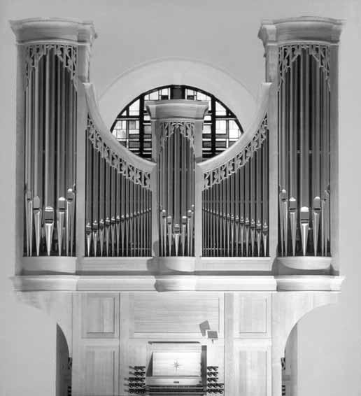 Die Orgel 37 Sankt Franziskus, Obertürkheim 1558 Pfeifen, 24 Register, mechanische Schleifladen, mechanische Registertraktur Erbauer: Orgelbau Metzler, Dietikon (CH) Gewicht: 6