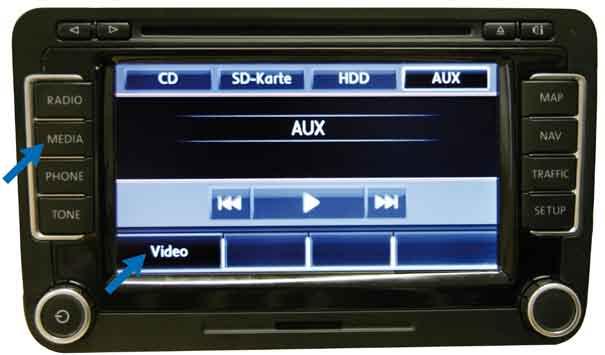 Bedienungshinweise RNS 510 Video Modus Um in den Video-Modus zu wechseln betätigen Sie bitte die Tastenfolge Media --- Video.