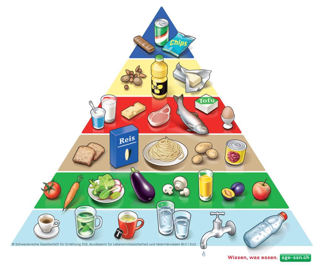 08 / Vom Korn zum Brot B6: Die Ernährungspyramide Arbeitsblätter 5/7 Pyramide 3: So solltest du dich ernähren, damit du mit genügend Energie durch den Tag kommst und dein Körper gesund bleibt.