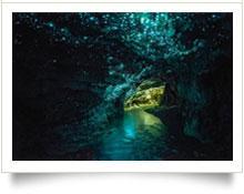Die Waitomo-Höhle Die neuseeländische Waitomo-Höhle ist eine sehr außergewöhnliche Höhle. Sie ist etwa 10 Meter hoch, absolut dunkel und im Grund fließt ein Fluss hindurch.