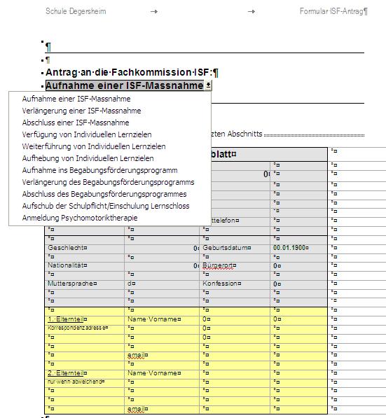 Schule Degersheim: Konzept zur Integrativen Schulungsform (ISF) 15 3. Formulare Formulare bestehen nur noch in elektronischer Form. Untenstehend findet sich nur eine Abbildung davon.