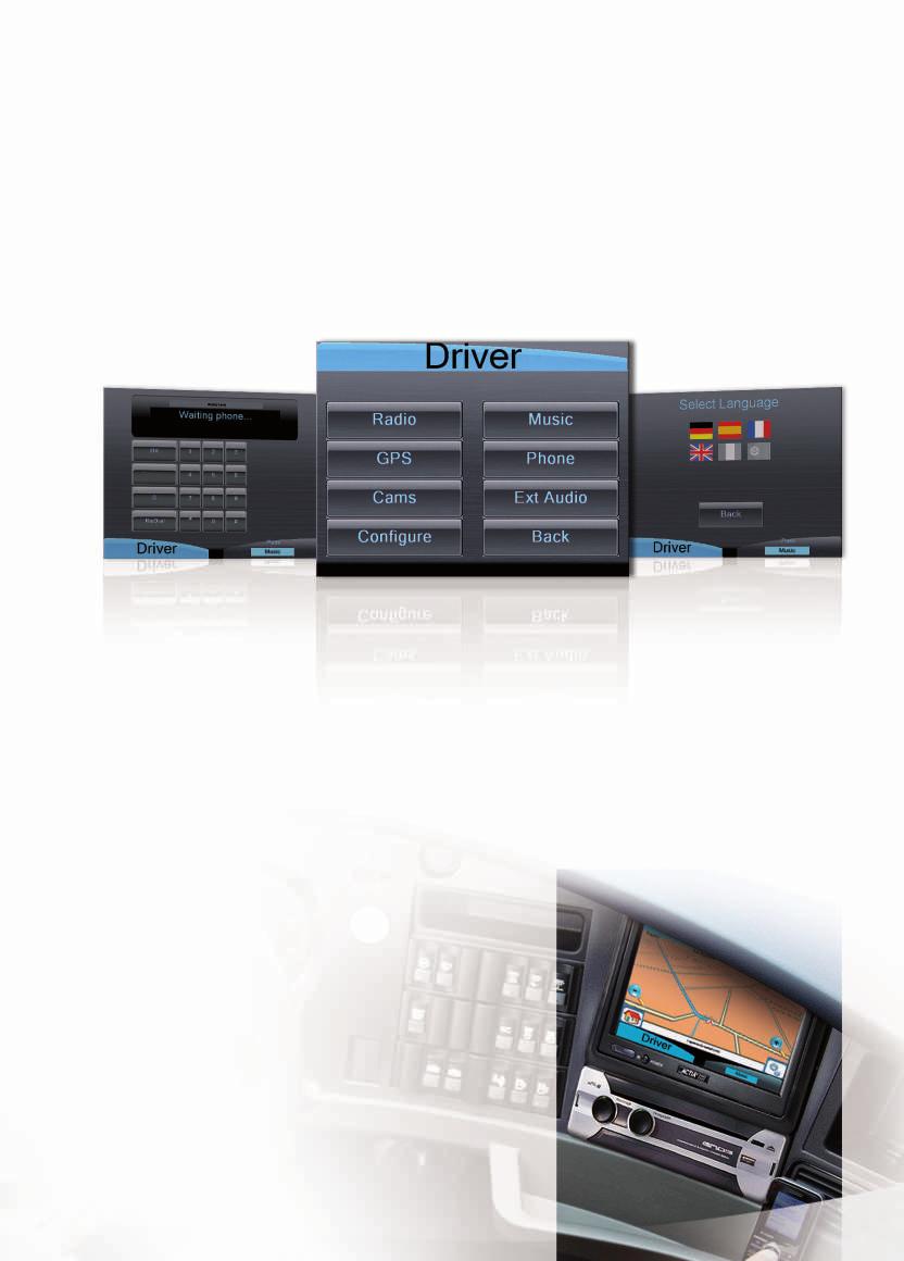 ENOS-System für Reise- und Luxusreisebusse Navigations- und Unterhaltungs-Komplettsystem Eine umfassende Lösung Navigation Steuerung Navigations- und