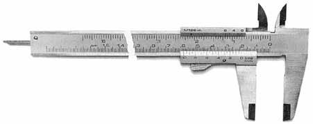 A Messschieber Standard-Messschieber 4-fach Messung, rostfrei, matt verchromt, Monoblock - 1/20 mm + 1/128", in Tasche Messber. Best.-Nr. EUR 150 mm, mit Klemmhebel A 251.