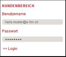 1. Konfiguration im e-fon-portal Öffnen Sie die e-fon-webseite über www.e-fon.ch Geben Sie auf der Startseite rechts Ihre Logindaten (Administrator) ein und klicken Sie auf Login.