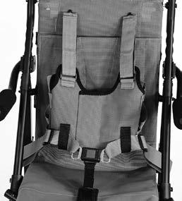 Die Weste wird um die Rückenlehne herum mit Velcro - Verschlüssen und mit den, in die Rückenbespannung geschraubten, Schultergurten am Stuhl befestigt.