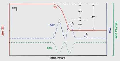 Die Vorteile liegen auf der Hand: Die Messbedingungen sind vollkommen identisch für die TG- und DSC- Signale (gleiche Atmosphäre, Gasflussrate, Dampfdruck über der Probe, Heizrate, thermischer