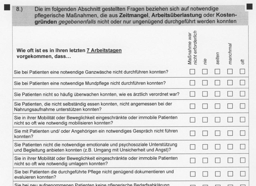 Pflege-Thermometer 2009 Gefragt wird z.b. nach der notwendigen Pflegemaßnahmen, die.