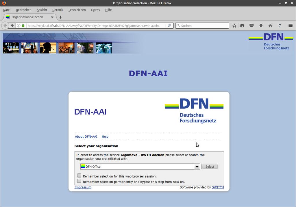 Beispiel zentraler Discovery Service Vom DFN betrieben Stündlich neu aus den jew.