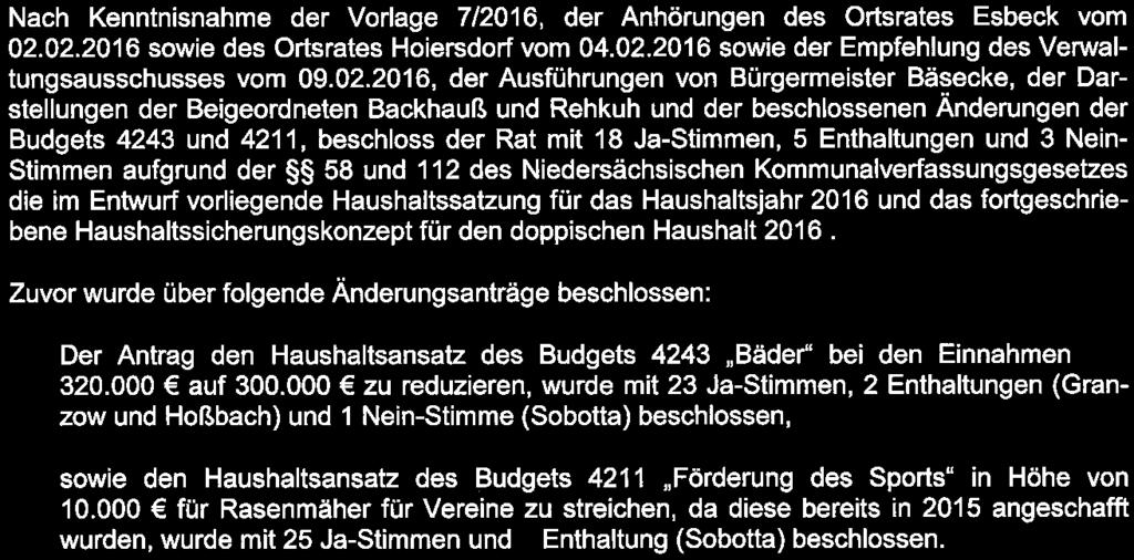 " und TOP 4 "Zwischenbericht 2015 über die Zeitplanung zur Aufholung der Jahresab- Schlüsse der Stadt Schöningen" zu tauschen, wurde mit 13 Ja-Stimmen zu 13 Nein-Stimmen abgelehnt.