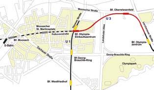 -Martins-Platz und Moosach. Erweiterung des U-Bahn-Netzes Ende 2010 wird die U-Bahnlinie U 3 im Münchner Nordwesten verlängert. Sie wächst um rund zwei Kilometer und zwei neue Bahnhöfe: Moosacher St.