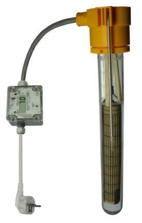NÜGA Sicherheits Goldkopf Tauchbadwärmer mit digitalem 2-Punkt-Temperaturregler sowie Tauchrohrmantel aus Quarzglas Ø ca. 51mm, Wandung ca.