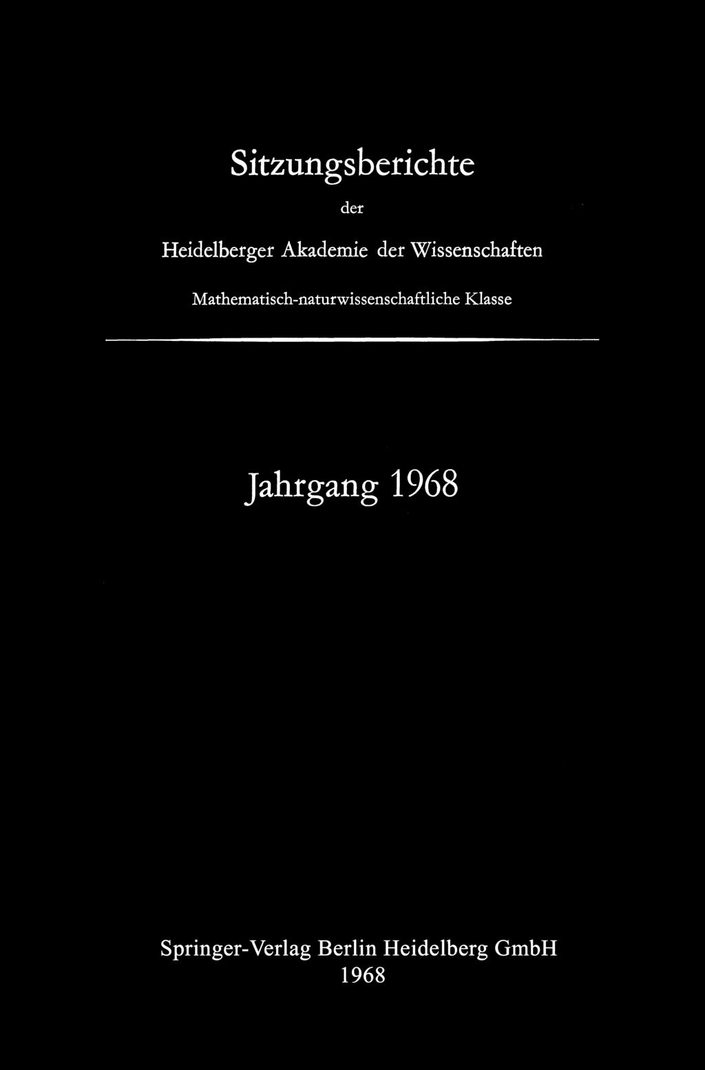 Sitzungsberichte der Heidelberger