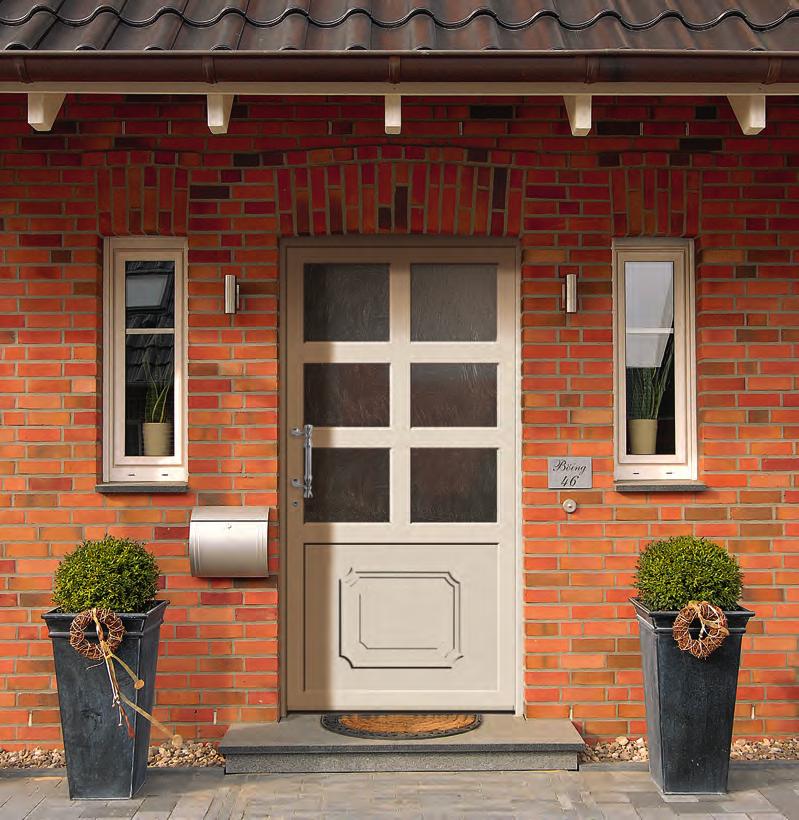 (²³1) Konstruktive Haustür, Ornamentrahmen außen und innen, Kassette außen und innen Farbe: Holzdekor Golden