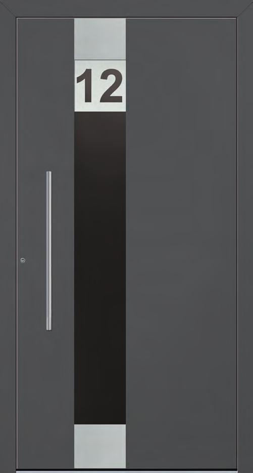 Verbundsicherheitsglas (VSG) außen Griff: AG037-1 Edelstahl, 800 mm TreND Detailansicht Integrierte Hausnummer mit