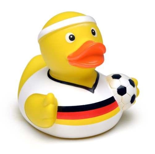 Ente Fußball DEUTSCHLAND weißes Trikot Ente GER gelb mit Fahne Plüschbär GER /