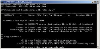 10 Software 4.4.1 SYNCHRONISATION DER DATEN Für den Datenabgleich gibt es zahlreiche Programme. Einige sind kostenlos erhältlich. 4.4.1.1 ROBOCOPY Das Robust File Copy Utility ist ein Befehlszeilen-Tool und wird von Microsoft kostenlos zur Verfügung gestellt.