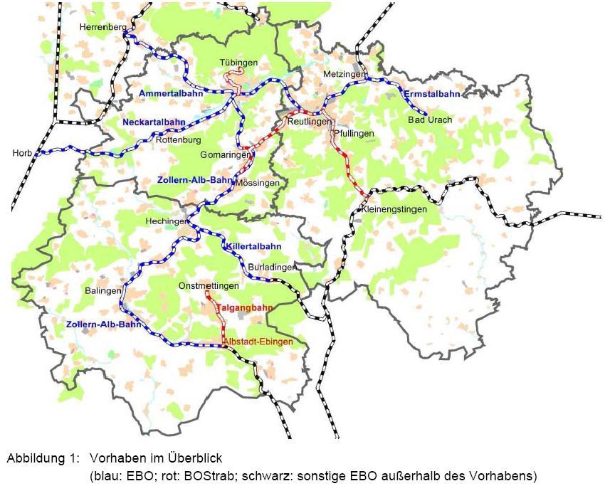 Regional-Stadtbahn Neckar-Alb Übersicht