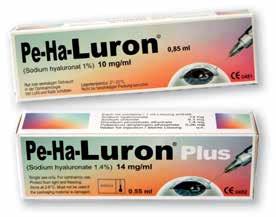 Pe-Ha-Luron / Pe-Ha-Luron Plus 8 Hyaluronsäure aus Hahnenkämmen Erhältlich in den verschiedenen Konzentrationen mit 1,0% oder 1,4% Natrium-Hyaluronat (aus Hahnkämmen extrahiert) Pe-Ha-Luron 1,0% und