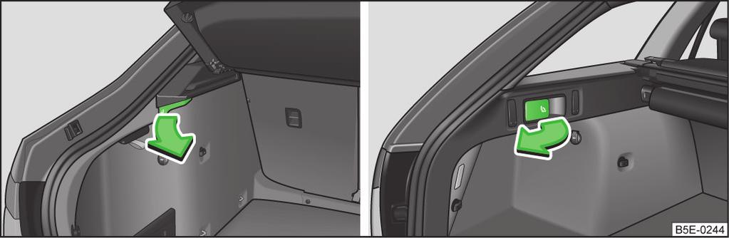 Rücksitzlehnen Wenn auf der vorgeklappten Sitzlehne Gegenstände transportiert werden, muss der Beifahrer-Frontairbag abgeschaltet werden» Seite 198.