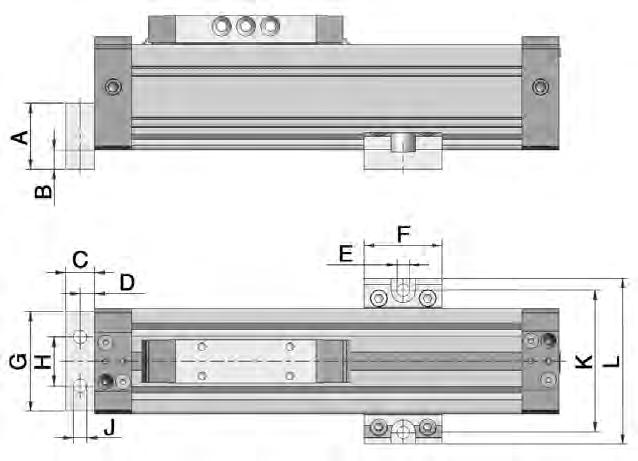 Beim l 32 ist die Mittenbefestigung ZXB-32-10 nur gegenüber dem Kolbenmitnehmer zu montieren, auf den anderen beiden Seiten muss das