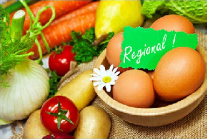 Regionale Lebensmittel sind Lebensmittel die aus der Region stammen oft frischer und gesünder als Importware wird in bestimmter Region