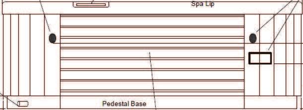 Panel SPA Lippe Stereo/ Lautsprecher Einbaustelle (optional) Wasserablauf Wasserablauf 9 cm Seitenansicht SPA Bodenschale 171 cm 206 cm 212 cm 41 cm