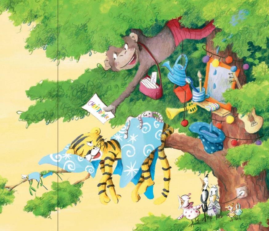 Zum Vorlesen für Kinder ab 3 Jahren! Eddi Hüneke Miryam Specht (Illustrationen) Happy Birthday, Hilde Hippo Es wurde langsam hell. Der große kleine Tiger Christopher schlief in seiner Astgabel.