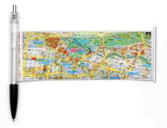 VE: 50 Stück Druckkugelschreiber aus transparentem Plastik, ausziehbarer Stadtplan (City),