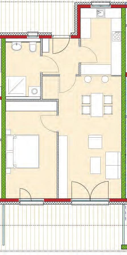 1. OBERGESCHOSS Flur Terrasse Wohnung Nr. 6 2-Zimmer-Wohnung... 28,20 qm... 9,83 qm.