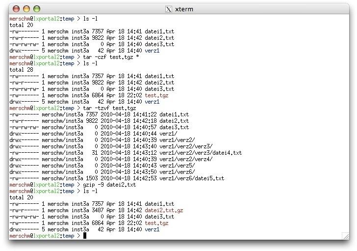 Kompression von Dateien Es gibt verschiedene Kompressionsprogramme Syntax gzip / gunzip tar zip / unzip gzip -[1 9]