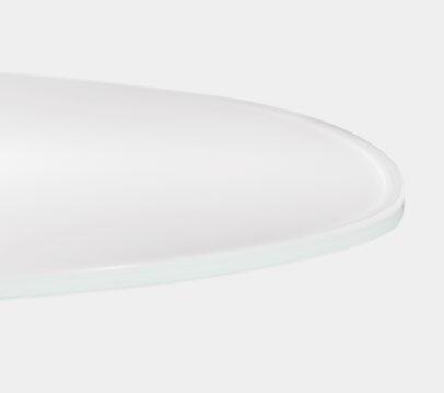 Ohne Abbildung: Tischplatten weiß oder schwarz deckend lackiert Kantenprofil symmetrisch gewölbt (Plattengruppe 2 und 6) Tischplatten:
