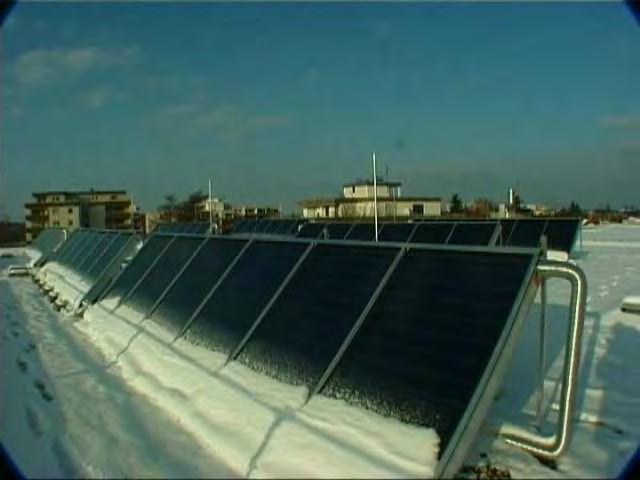 Beispiel: große Solaranlage Einbau Solarkollektor Kollektorfläche 68 m²