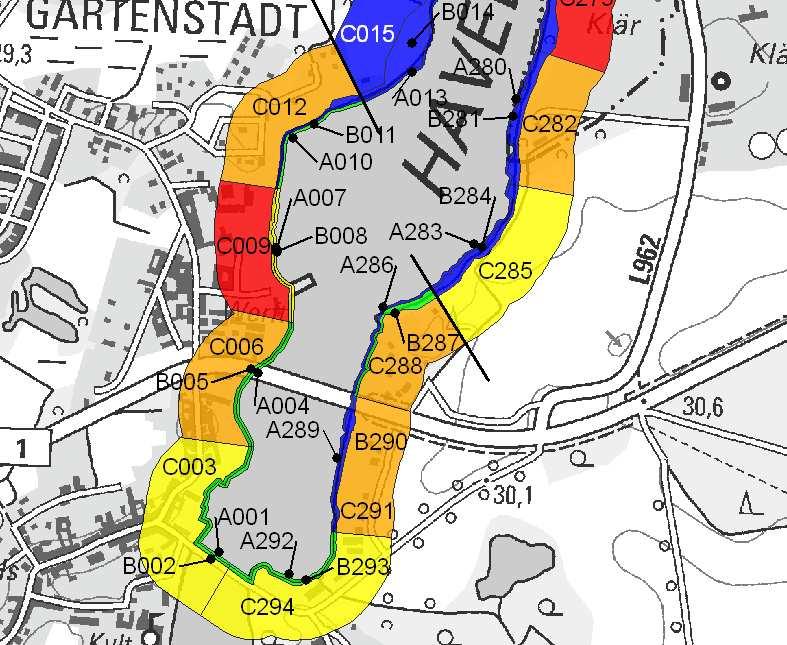 Planungsabschnitt DE80001587539_P01 Stationierung Segment A286-C012 (fortlaufende südlicher Bereich des Sees Ost- und Westufer der Ortschaft Plaue -Vorschlag un GK 2 GK 2 GK 4 Defizit 0 0-2