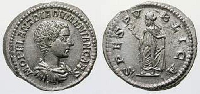 - DIADVMENIANVS als Caesar AR - Antoninian 5,73g Rom Av: M OPEL DIADVMENIANVS CAES; Strahlenbekrönte Büste mit Paludamentum über Küraß nach rechts.