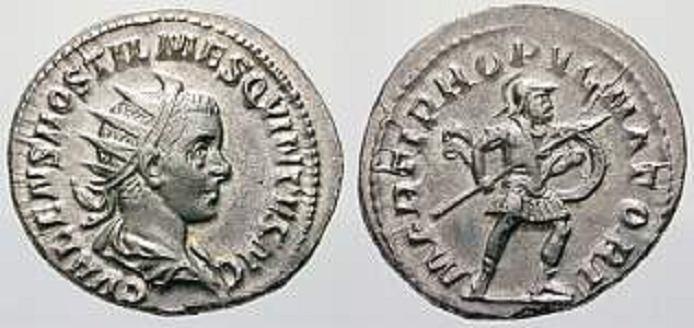 - HOSTILIANVS als Caesar (250-251) AV - Aureus 4,23g Rom 251 Av: C VALENS HOSTIL MES QVINTVS N C; Büste mit Paludamentum nach rechts.