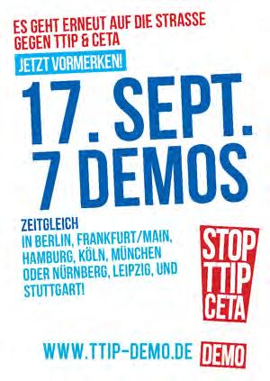 2016 fallen Entscheidungen CETA (die Blaupause für TTIP) soll im September 2016 ratifiziert werden und vorläufig