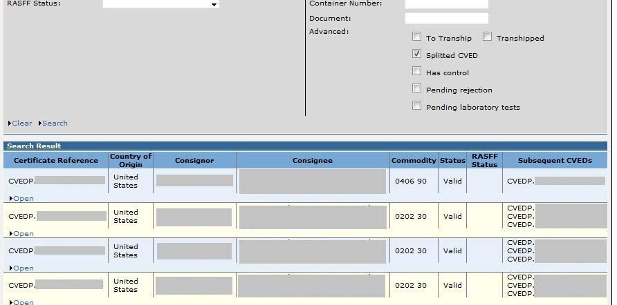 verarbeitet worden sind. Fortgeschritten Geteilte GVDE Sucht amtliche Einfuhrdokumente (GDE/GVDEP) in Verbindung mit einer Teilung bzw.  geteilt worden sind.