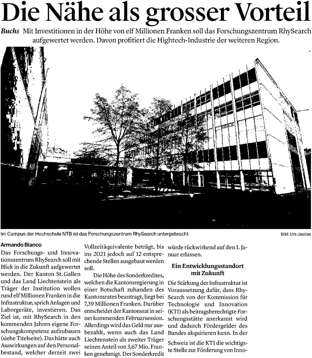 Bericht Seite: 3/7 Werdenberger & Obertoggenburger 9470 Buchs SG 081/ 750 02 01 www.wundo.ch Medienart: Print Auflage: 7'604 Erscheinungsweise: 6x wöchentlich Themen-Nr.: 375.