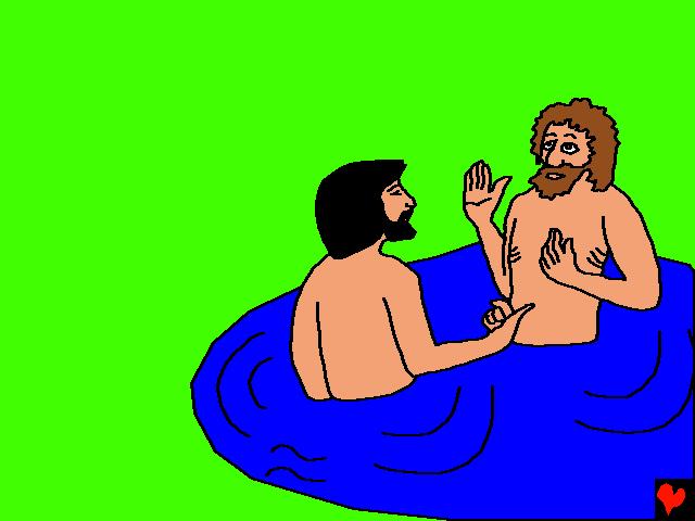 Die Leute nannten ihn Johannes der Täufer, weil er die Leute taufte, die ihre Sünden bekannten.