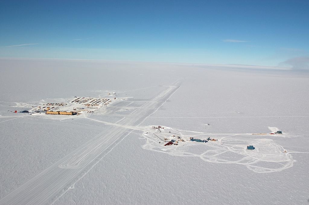 Der Südpol - Scott-Amundsen Base (USA) IGY Station 2830 m a.s.l. neue Station Projekt IceCube Jahresmitteltemperatur 1957-2006: -49.