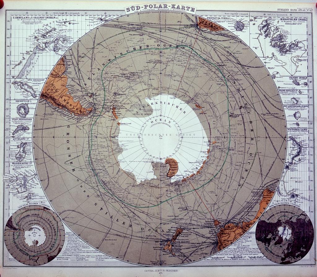 1. Internationales Polarjahr 1882-1883 Stielers Handatlas, Karte Justus Perthes: