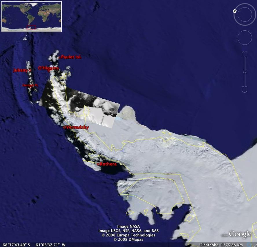 Eisfreie Gebiete: Die Antarktische Halbinsel N Weddellmeer
