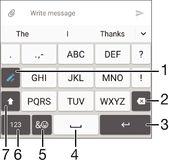 So geben Sie Text per Gesteneingabe ein: 1 Wenn die Bildschirmtastatur angezeigt wird, fahren Sie mit Ihrem Finger von Buchstabe zu Buchstabe, um das gewünschte Wort zu schreiben.
