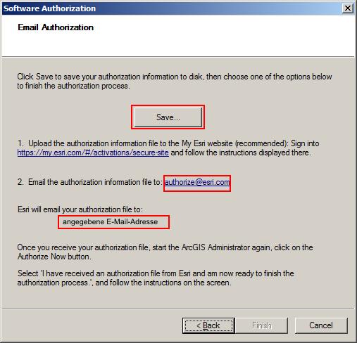 10. Im folgenden Schritt klicken Sie auf Save. Hierbei wird eine Authorization Request Datei mit dem Namen authorize.